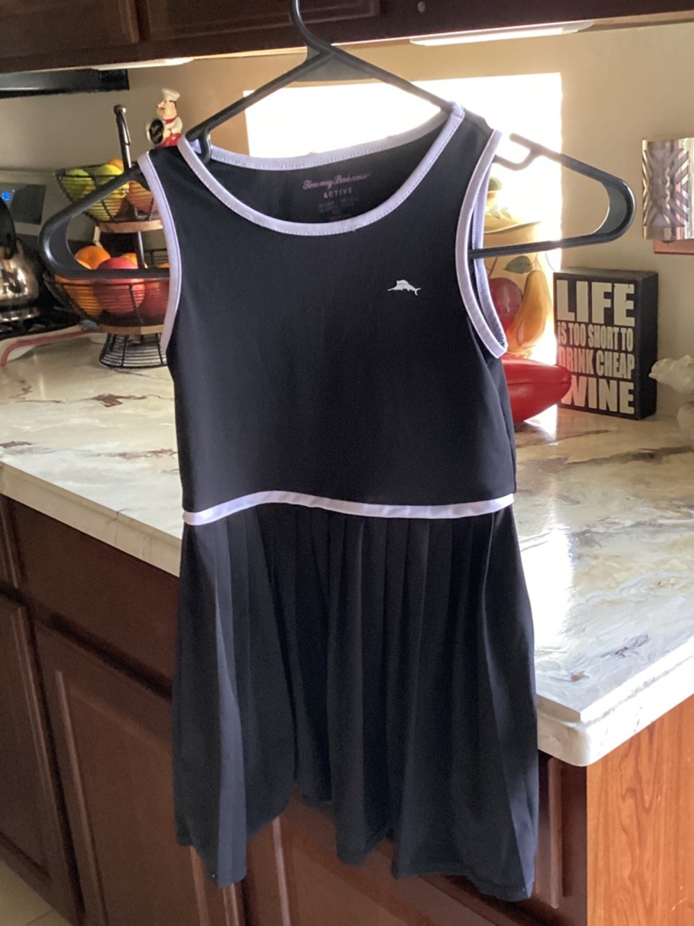 Tommy Bahama Black Tank Dress with Lilac Trim